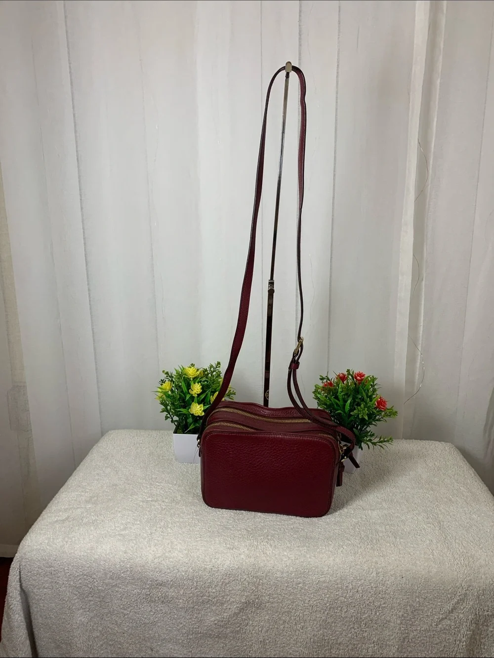 GUC Tory Burch Burgundy Crossbody Bag